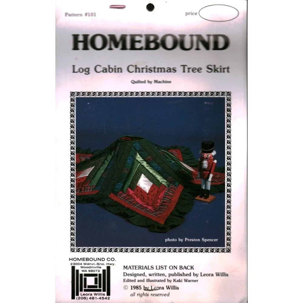 Vintage‎ 1985 Homebound Log Cabin Christmas Tree Skirt Quilt Pattern 101 50 Inch